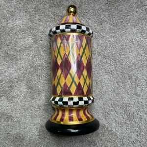 MacKenzie Childs Column Canister Argyle Collection 17" Retired